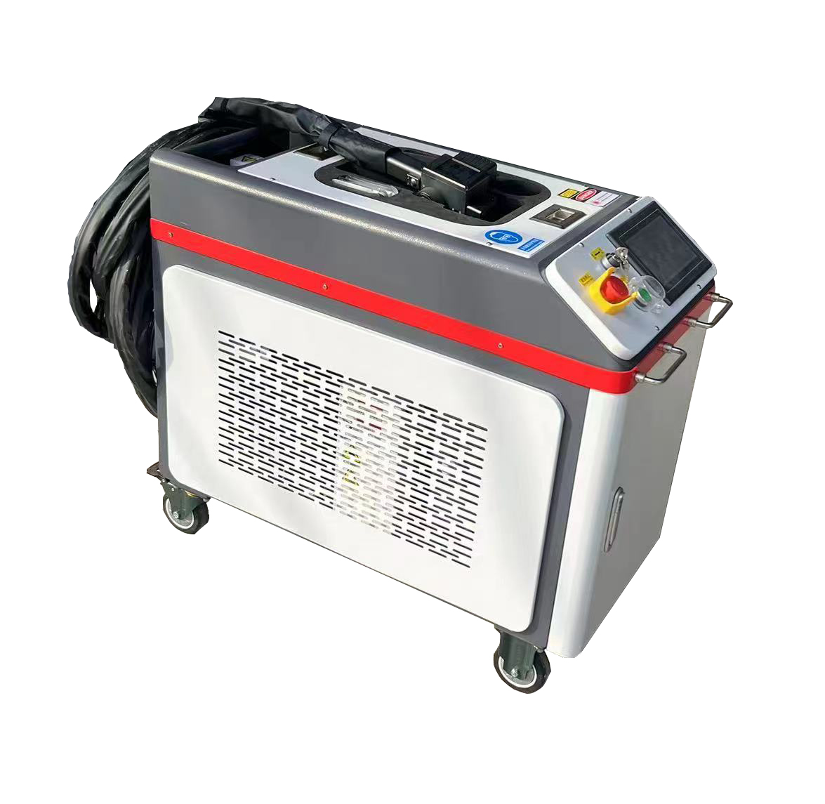 Máquina de limpieza con láser pulsado refrigerado por agua, de tipo gabinete.